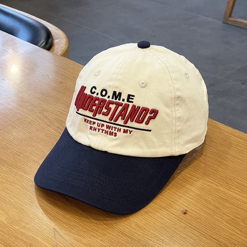 

Кепка бейсболка полумягкая контрастного цвета весна-лето высокое качество корейская версия вышивка букв цветная блокировка кепка мужская Adjustable