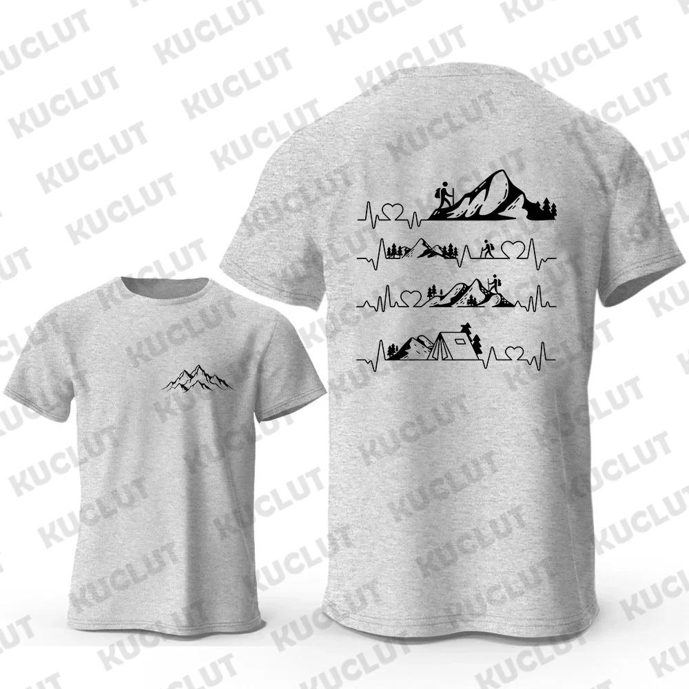 Men's T-shirts Oversized Y2k Clothes Tops Casual Streetwear Camping Outdoor Two Sided Print Camper Hiking Graphic Mountain Tees
