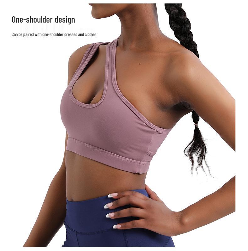 New Shockproof One-Shoulder Sports Bra – Running & Fitness Beautiful Back Design