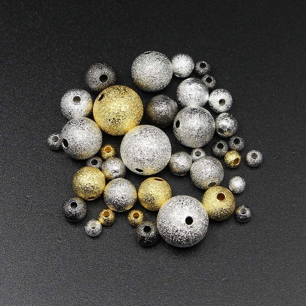 100pcs/Lot 4-12mm Round Copper Matte Loose Spacer Beads Frosted Ball End Seed Supplies For DIY Necklace Bracelet Jewelry Finding