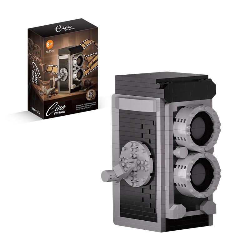 Retro Double-Lens Camera Building Blocks Model Ornament