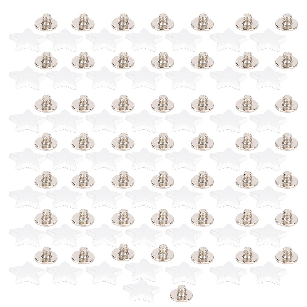 

50 Set Star Rivets Stud Screw Zinc Alloy Bags Clothes Shoes Belts DIY Flat Button 12mmWhite