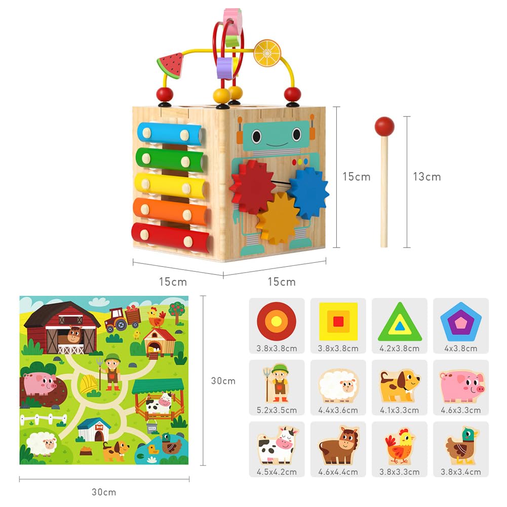 Montessori vzdělávací 7v1 dřevěná aktivní hra Chlapci a stará hudba Jemná koordinace barev a tvarů Dárková hračka pro mateřskou školu, kostka, hračka, děti