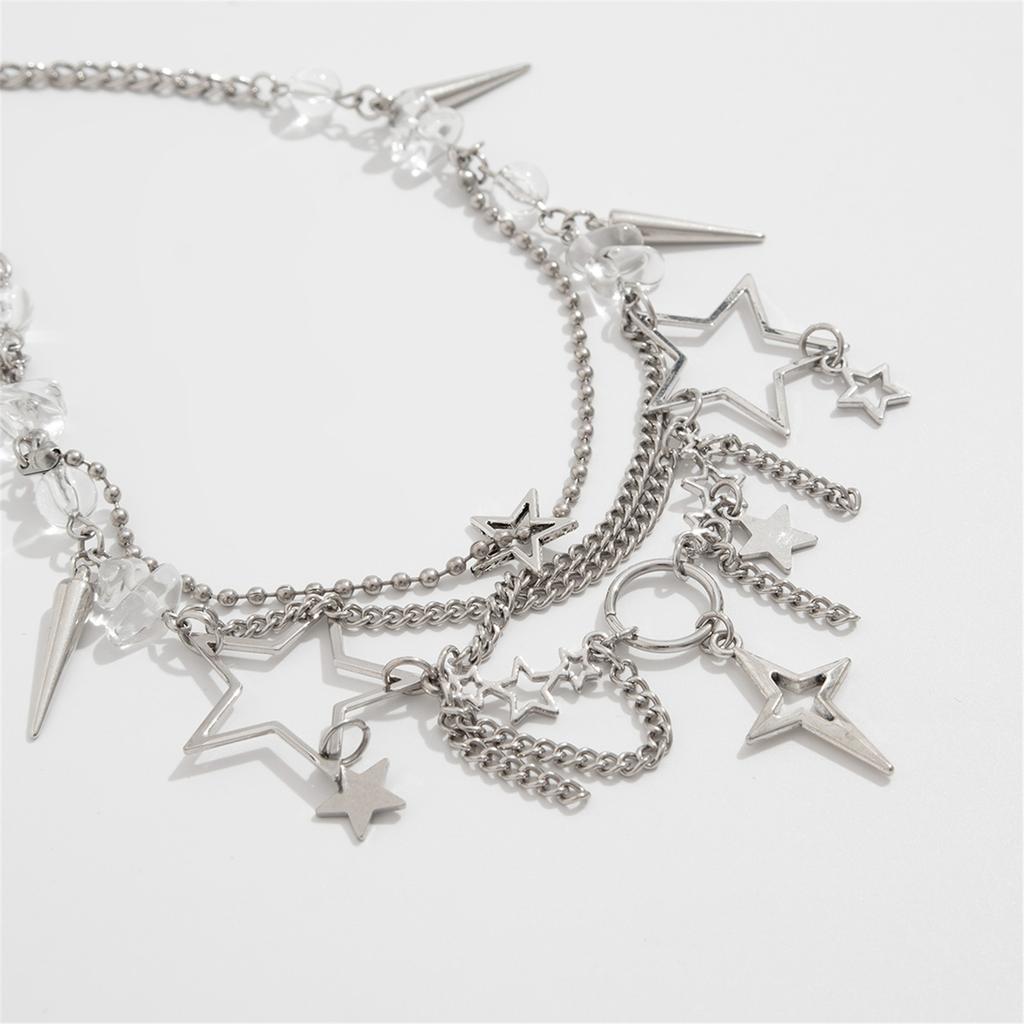 Snygg Flerskiktad Stjärnhänge Halsband Med Oregelbundna Tofsar Design Dekoration för Vardaglig Casual Användning