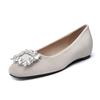 Flat Bottom High-end Rhinestone Square Buckle Satin Single Shoes Women's Summer 25 Spring New Gentle Wind Shoes