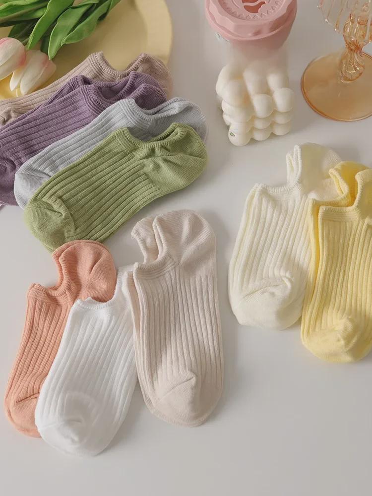Women's Non-Slip Invisible Boat Socks - Summer Style, Thin, Shallow, Short, with Drawstring