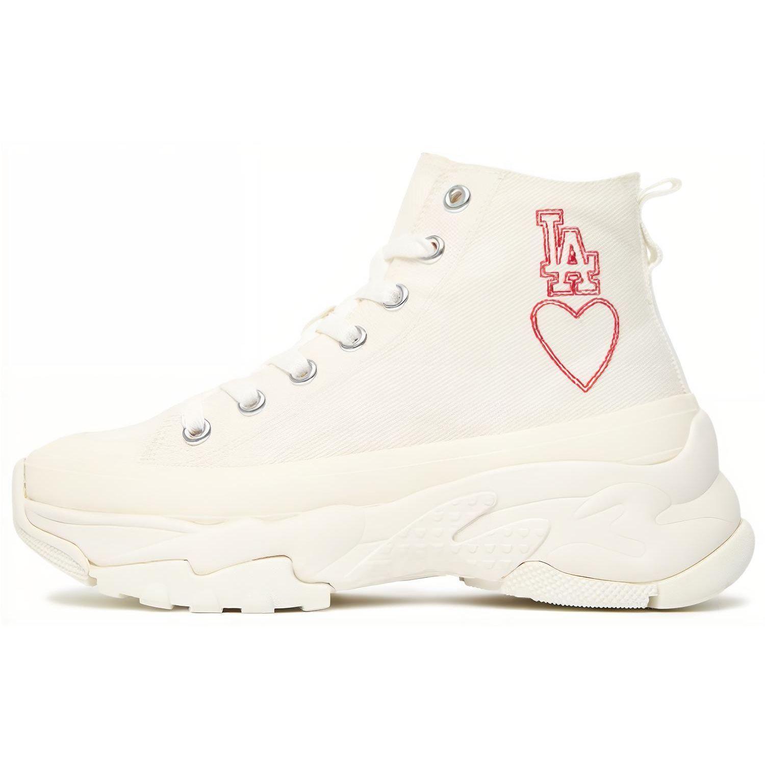 MLB Chunky Hohe Bequeme Vielseitige Freizeit Rutschfeste Abriebfeste Atmungsaktive High-Top Canvas-Schuhe Unisex Sneaker Weiß Rot 3ASHU321N-07IVS 39 white
