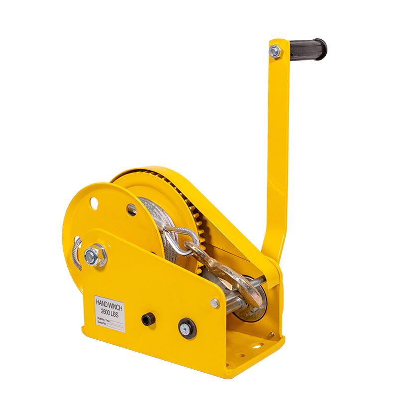 Hand Crank Winch, Two-Way Self-Locking with Brake, 800 lb Puller, High Carbon Steel Manual Winch