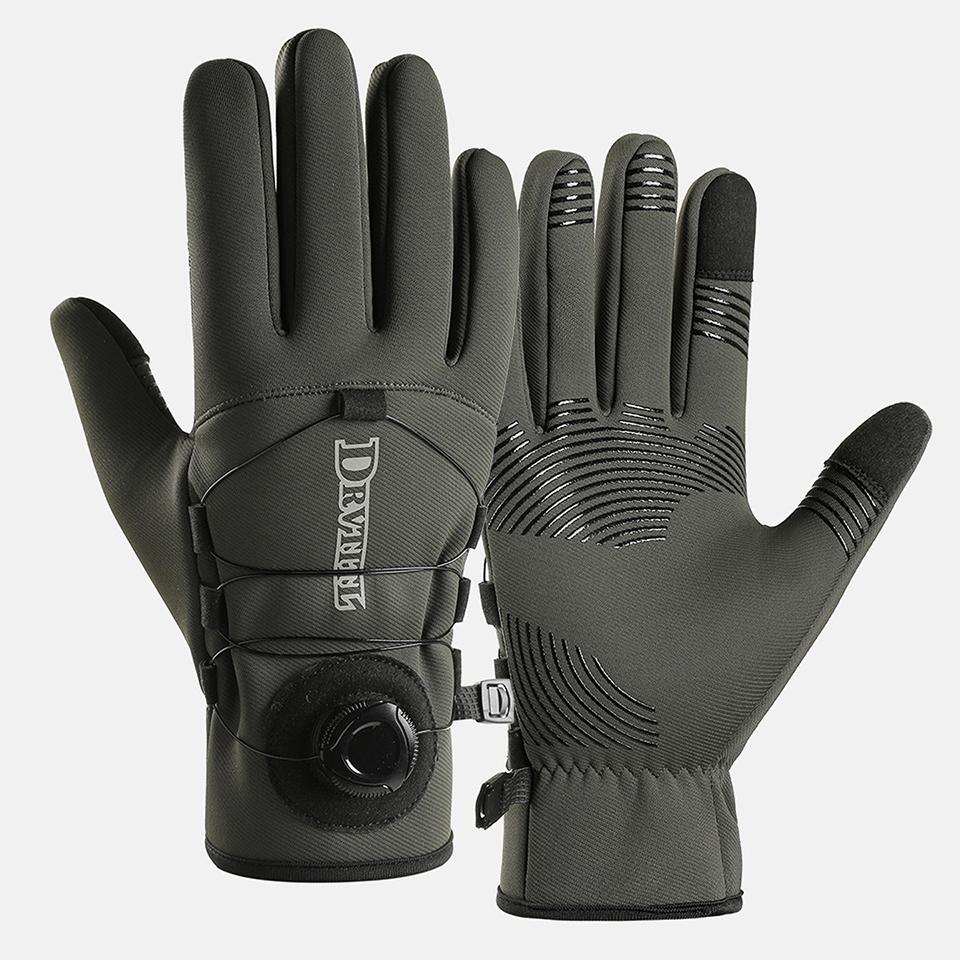 

Gobygo 1Pair Ski Gloves Water-Resistant Fabric Adjust The Tightness Turning The Knob Anti-Slip Silicone Winter Outdoor Cycling