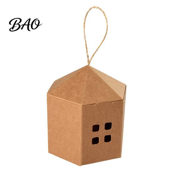 Party Supplies for Guests 10PCS House Shaped Candy Boxes with Lanyard, DIY Decorative Cardboard Hollow Window Gift Treat Containers, Small Item