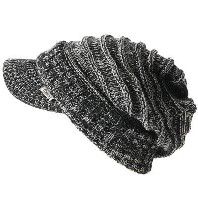 Strickmütze mit Krempe, Kälteschutz, Golf [CHARM] (Einheitsgröße/Unisex/Mixed Schwarz) Damen Herren (Strickmütze/Casquette)