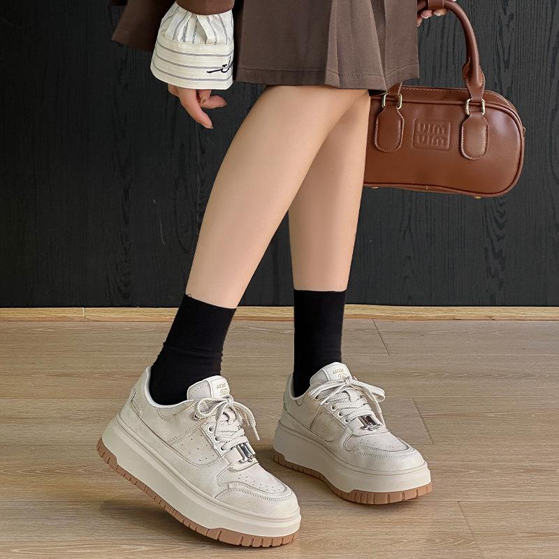 Old platform white shoes board shoes women's 2025 autumn new shoes big head casual shoes versatile breathable dirty shoes