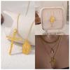 Vintage Cross Pendant Necklace Multi-layer Necklace Beautiful Head Round Bead Chain Collarbone Chain