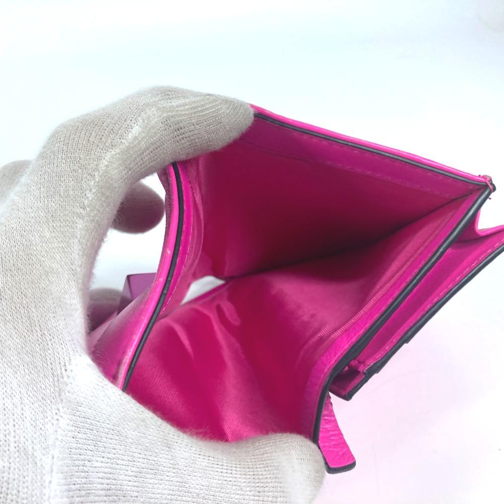 Valentino Studs Logo Compact Wallet Folded Wallet Leather Pink