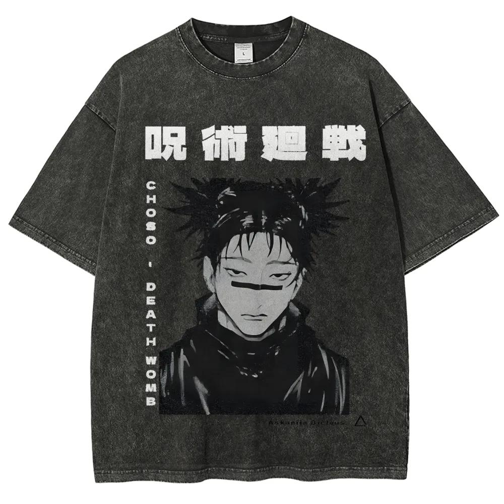 

Choso Death Womb T-shirt Jujutsu Kaisen Tee Vintage Washed Oversized Retro Anime Harajuku Men Streetwear Graphic Clothes Top M