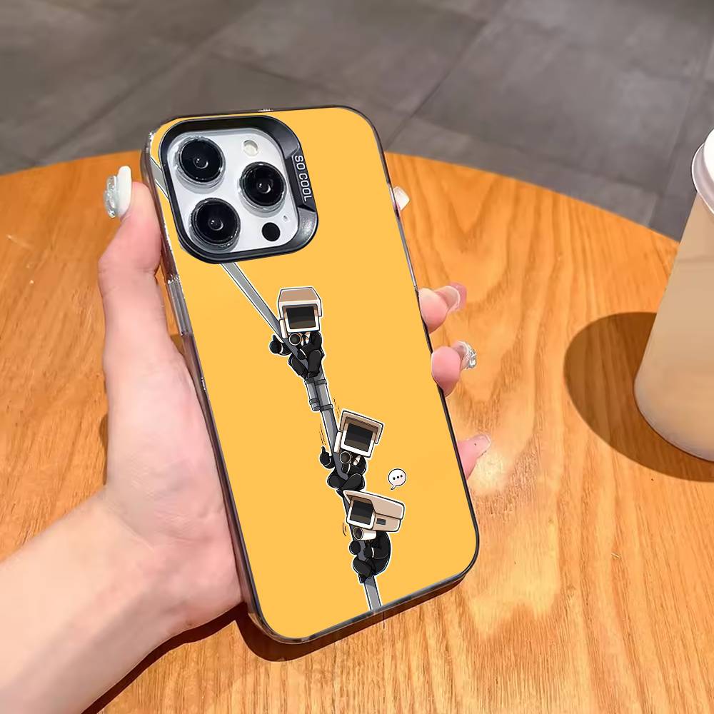 1PC Skibidi T-Toilet ANIME Phone Case For iPhone17,16,15,14,13,12,11,Pro,MAX Gray Matte Silicone Black Cover