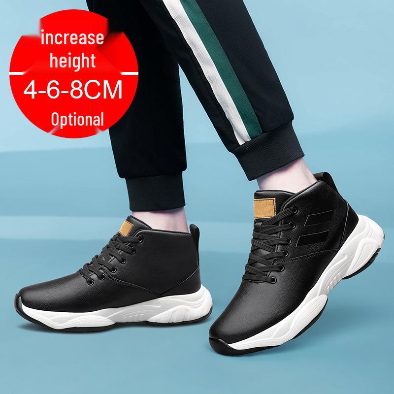 Men's 8CM Height Boosting Sports Shoes - Breathable, Thick Sole, Casual Board Sneakers
