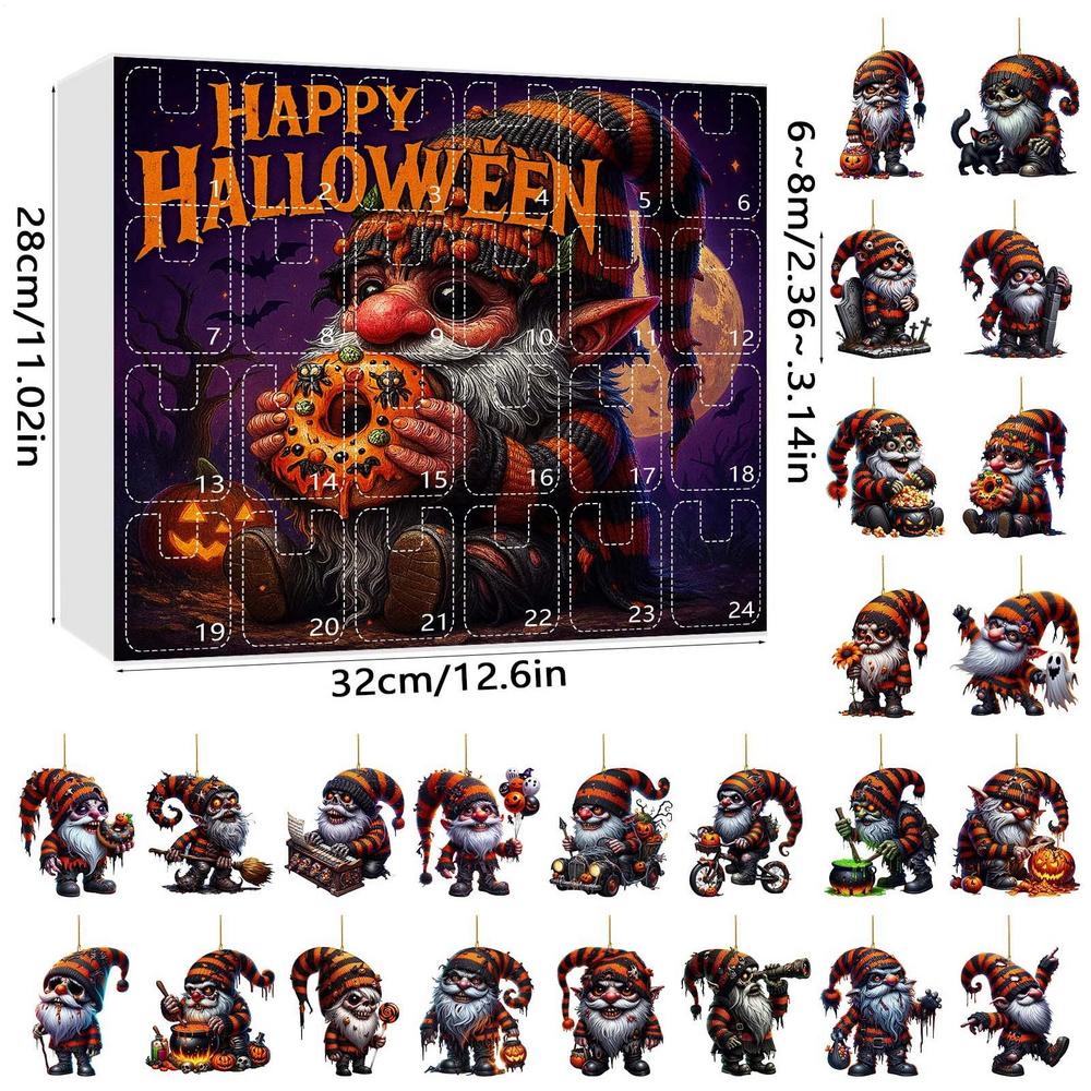 Halloween Gnome Ornaments Acrylic Gnome Christmas Tree Decorations 2D Gothic Dwarf Doll Scary Pendant For Kitchen Fireplace