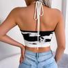 Frauen Frühling Sommer Freizeit Halter Kuh Muster Taille Strap Top Offenen Nabel Stricken Tank