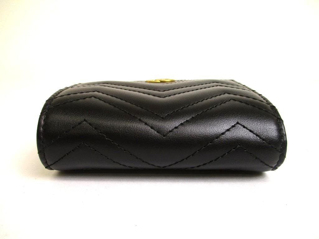 Authentic GUCCI GG Marmont Black Leather Bifold Wallet Compact Wallet #a913  Refurbished