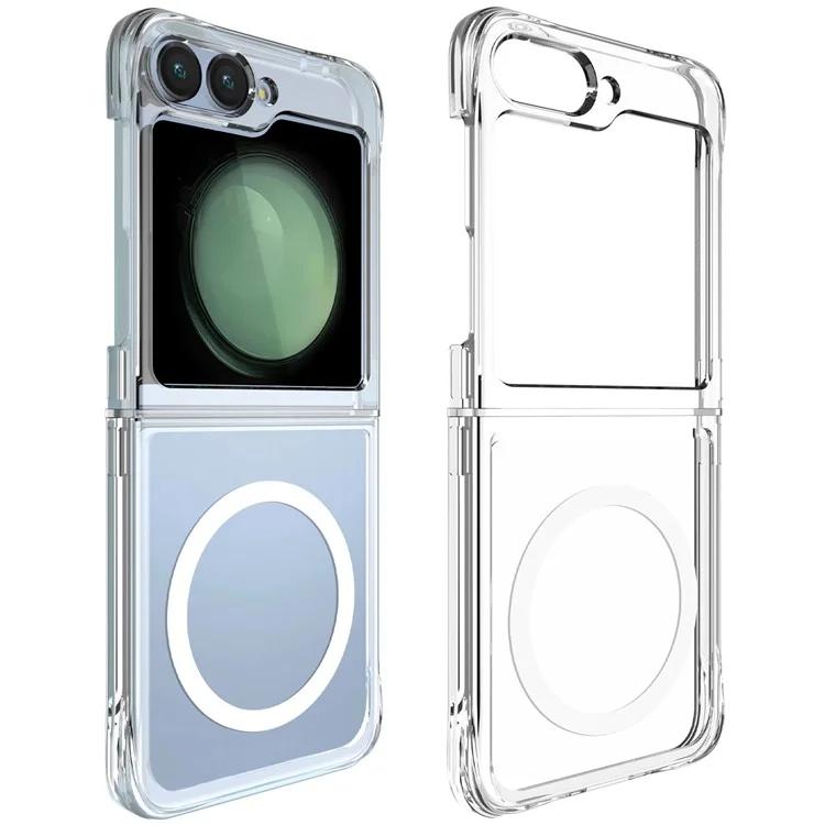 

For Samsung Galaxy Z Flip6 5G Magnetic Case Transparent TPU+PC Phone Cover