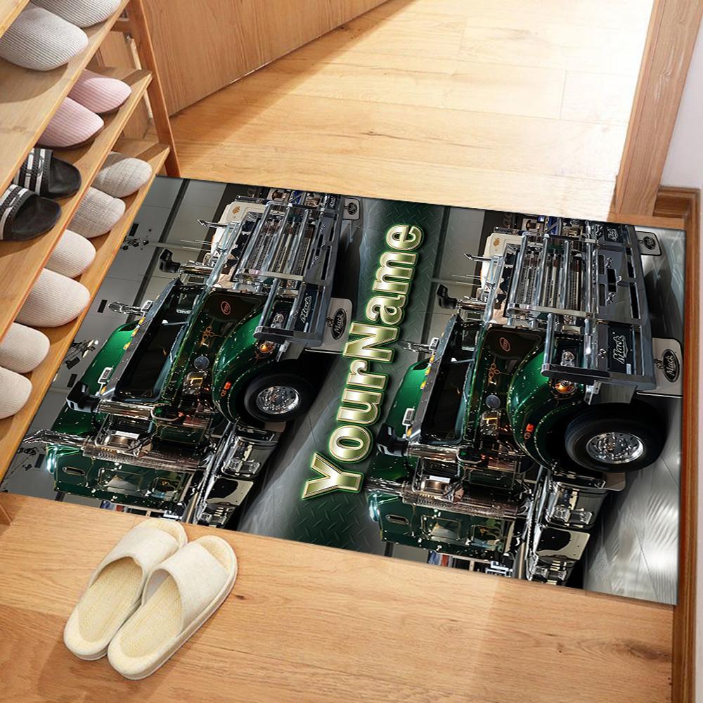 Kw Heavy Trucks Customize Your Name Area Rug Suitable for Foyer Kitchen Balcony Playrooms Antislip Carpet Office Home Decor Spiritual Gift