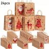 Festive Christmas Gift Bags - 20.5cm X 14.99cm X 7.98cm Brown Kraft Paper Tote Bags with Holiday Designs Christmas Paper Bag