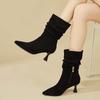 Fashion Stiletto Mid-leg Boots Autumn New Pointed Toe Suede Side Zipper Anti-slip Wear-resistant Heel Single Boots
