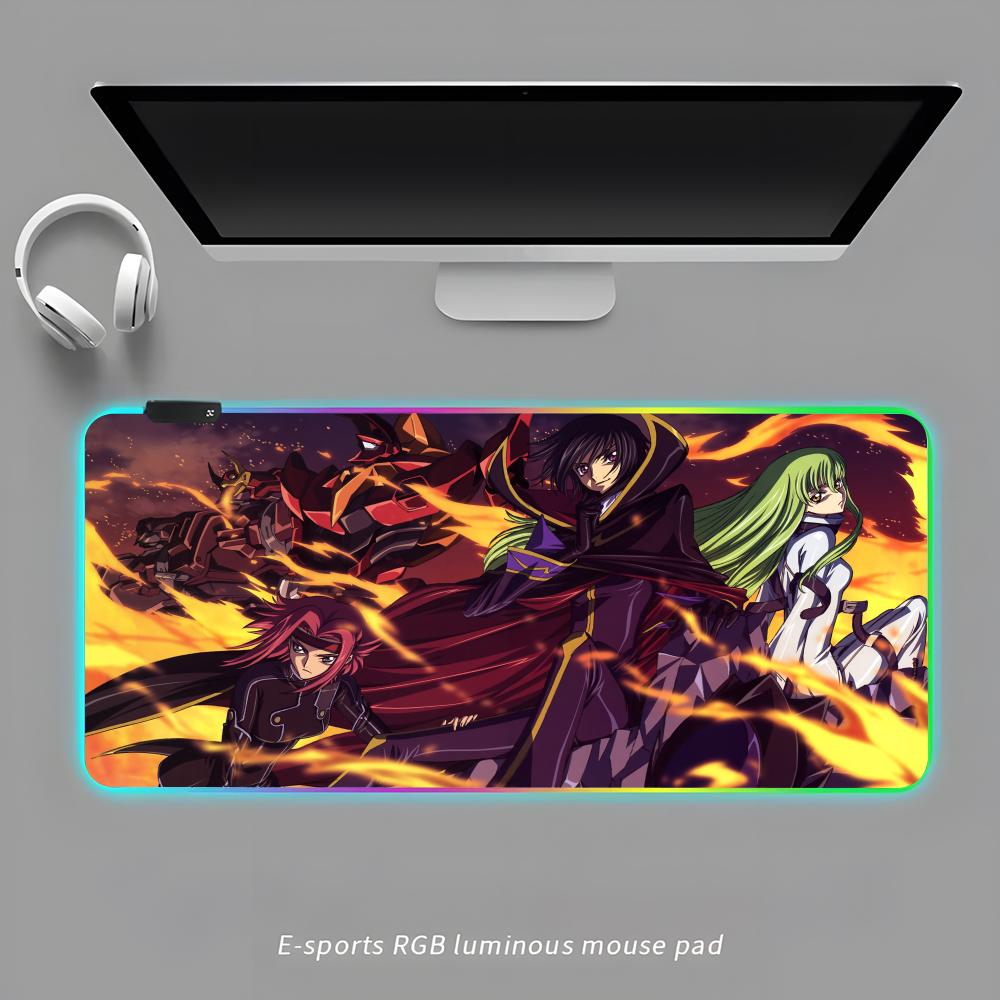 Lelouch Lamperouge Коврик для мыши RGB Игровой коврик для мыши Настольный коврик HD Геймерский Большой светодиодный свет XXL Коврики для мыши RGB600x300x3mm