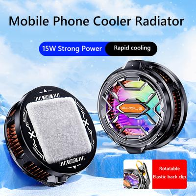 Magnetic & Rotatable Back Clip Phone Fan Cooler 15W RGB Laptop Tablet Radiator 7 Color Lighting Cell Phone Cooler Strong Cooling