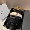 Wool Blend Navy Cap Leather Brim Stylish Age-Reducing Flat Top Hat Women