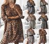 2023 Trendy V-Neck Long-Sleeve Snake Print Shirt Dress (No Belt)