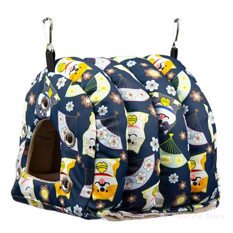 

Теплый птичий домик-гнездо, зимняя кровать, уютный подвесной домик, клетка, палатка, плюшевое убежище для маленького среднего попугая, конуре, кореллы S тёмно-синий