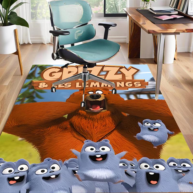 1pc Grizzy The Lemmings1 Design Area Rug - Non-Slip, Soft & Cozy Floor Mat for Living Room, Bedroom, Office - Indoor/Outdoor Decorative Carpet