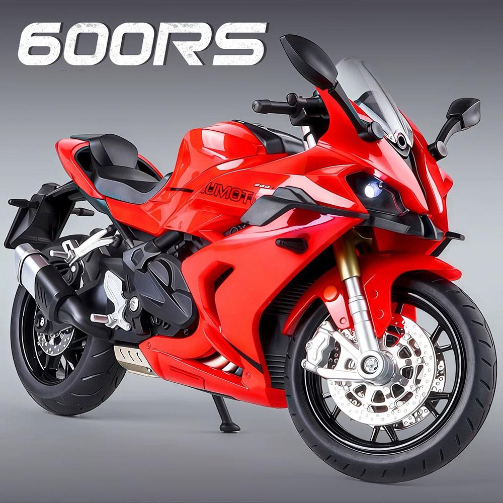 1:12 QJMOTOR QJ600RS Alloy Car CFMOTO 450SR Diecast Motorcycle Model Toys with Light Wheel Damping Vehices Child Christmas Gifts