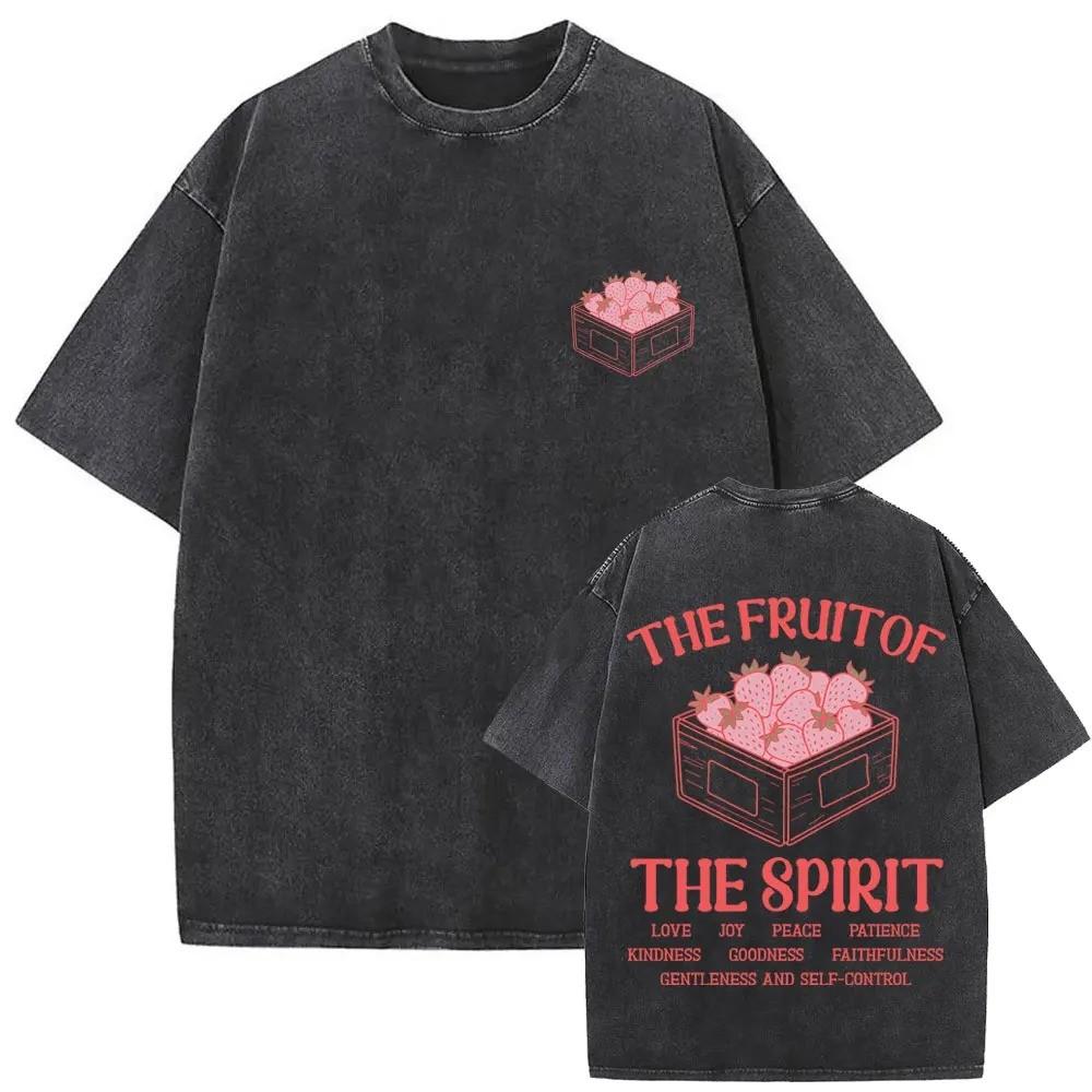 

Vintage Washed T Shirts The Fruit of The Spirit Christian Jesus Women Women Casual Cotton Retro Short Sleeve Tshirts Streetwear 2XL