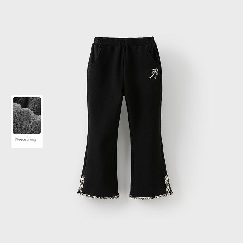 David Bella Girls  Fleece-Lined Pants Children s Flared Pants Winter 2026 Winter Collection New Black Children s Clothing