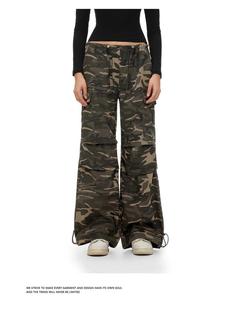 Unisex American Retro Camouflage Overalls – Casual Wide-Leg Hip-Hop Trousers