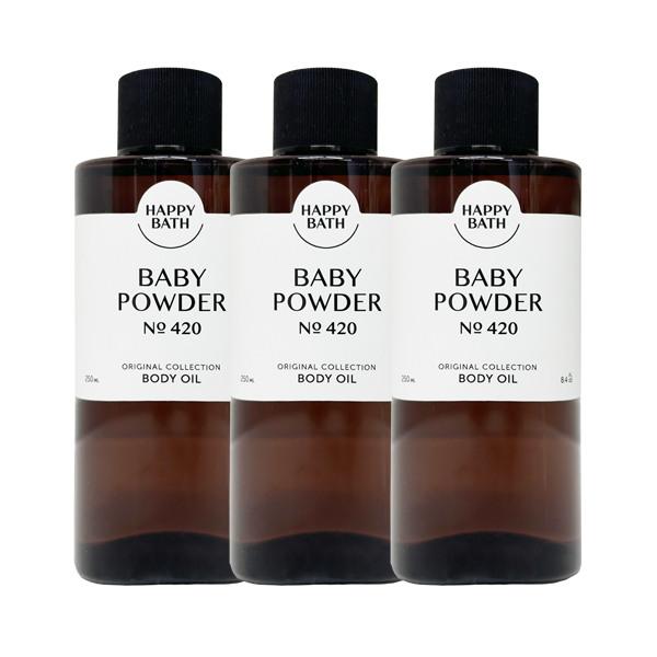 HAPPY BATH Original Collection Body Oil Baby Powder 250ml x3