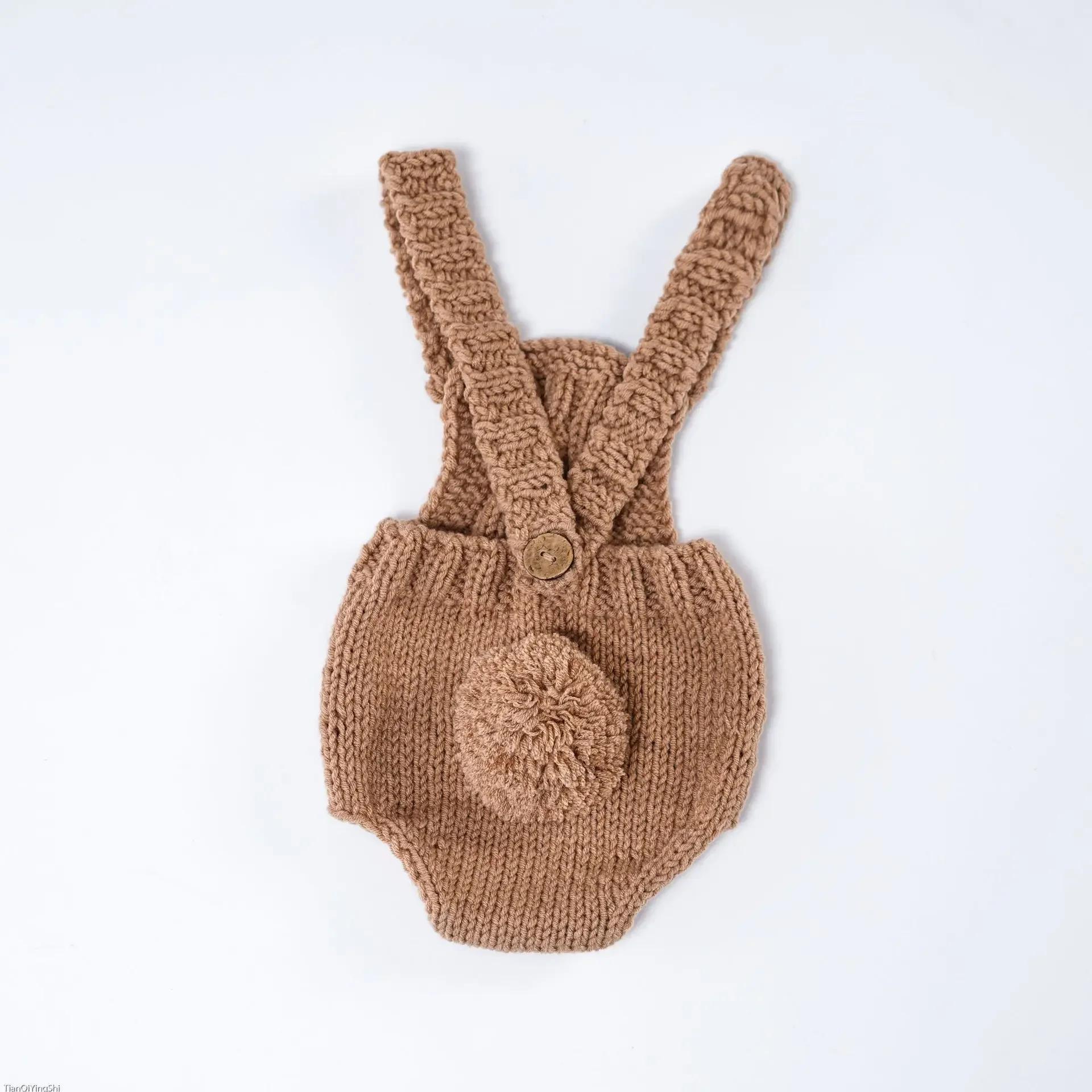 

Baby Photography Knit Backless Pants Clothing Full Moon Children’s Photo Shoots Soft Props Perfect Newborns Style Infant Photos 0 to 3Months&Fabric верблюд