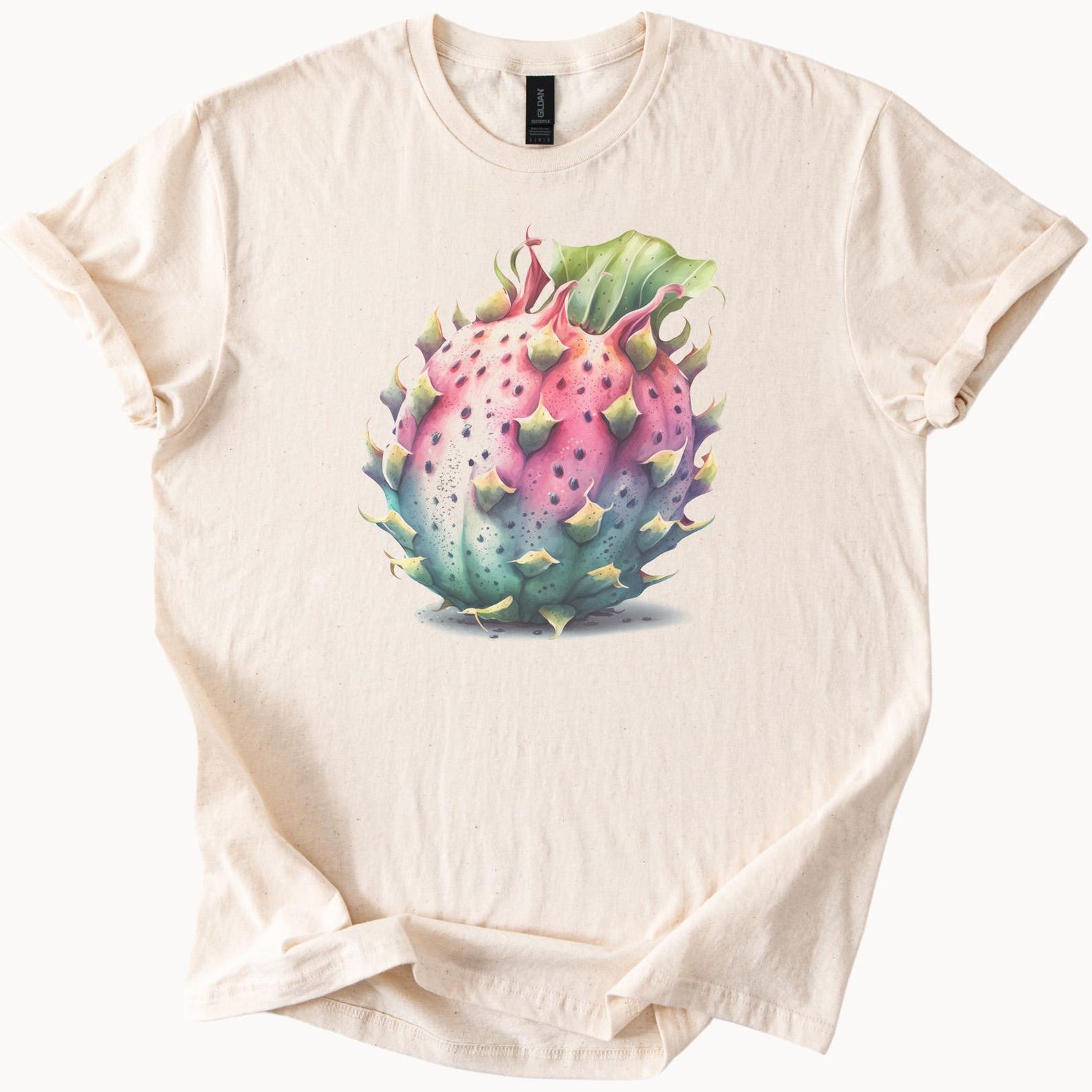 Colorful Fantasy Spiky Fruit Graphic T Shirt Unique Artistic Botanical Art Tee Pastel Tropical Plant Illustration Shirt Gift 160