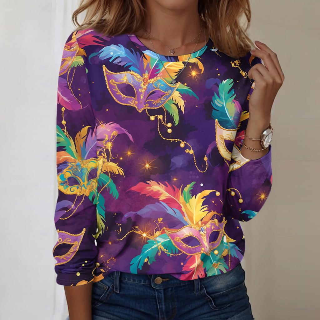 Langarmshirts für Damen, niedlicher Aufdruck, Grafik-T-Shirts, Blusen, lässig, Übergröße, Basic-Tops, Pullover