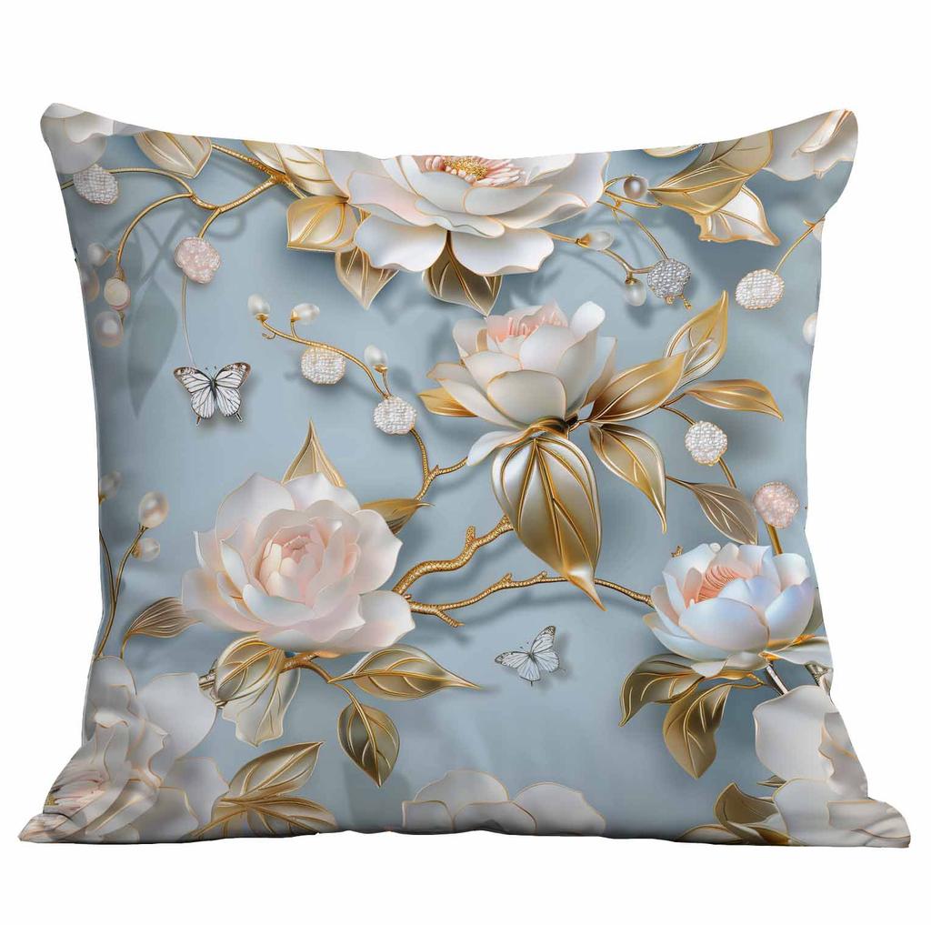 Spring and Summer 3D Floral Print Pillowcase Home Sofa Cushion Pillowcase