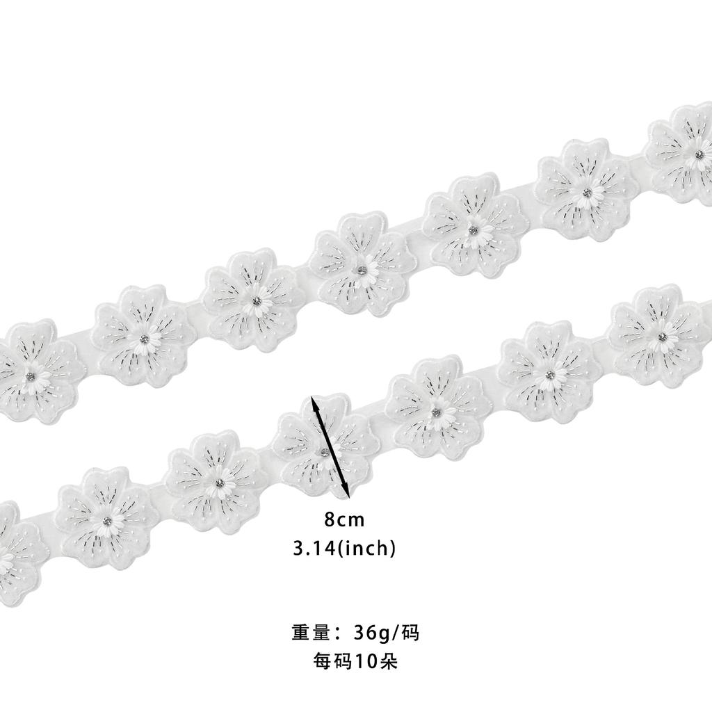 White Handmade Beads Three-Dimensional Flower Diamond Accessories Clothing Accessories Lolita Dress Children'S Clothing Decorative Lace