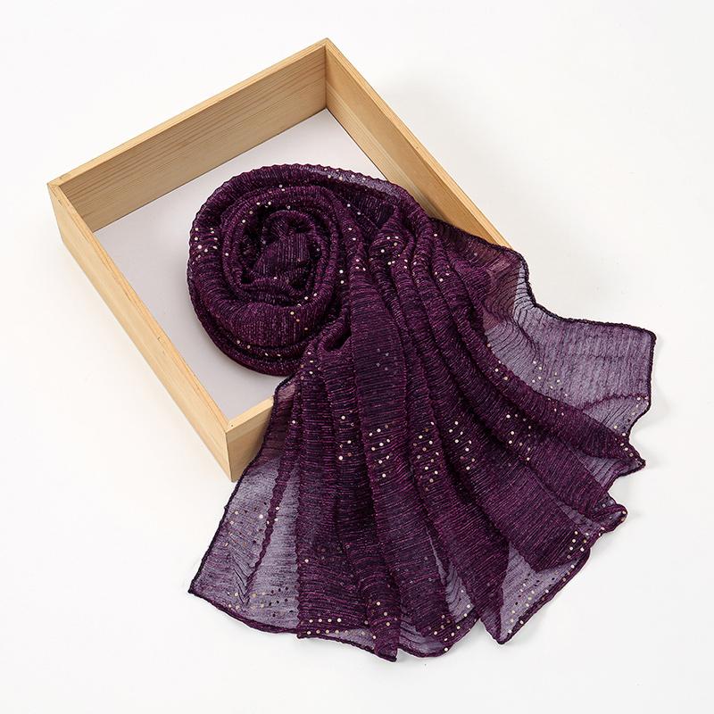 Glitter Women Hijabs With Rhinestone Islamic Sequins Long Shawl Head Scarf Female Full Cover Wrap Hijab Plain Muslim Headscarf