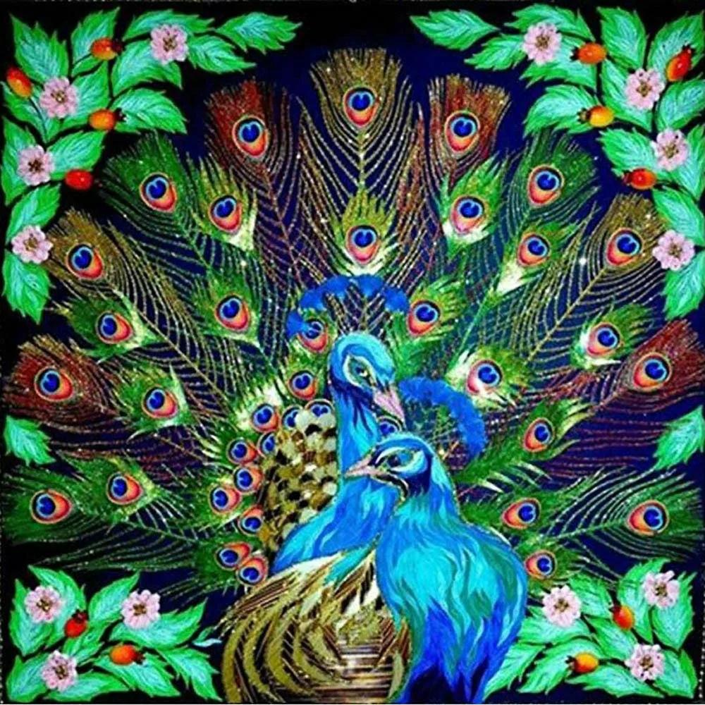 Diamond Painting Peacock Colorful Full Drill Square Diamond Embroidery 5D DIY Needlework Mosaic Art Handmade Gift