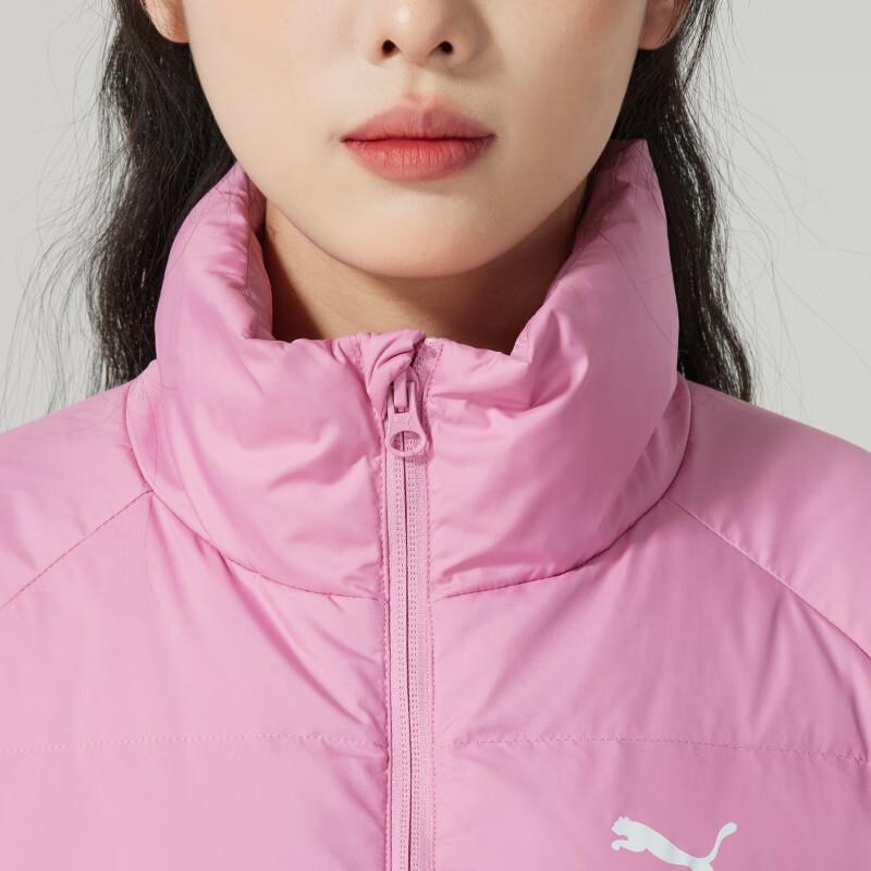 Puma Solid Color Stand Collar Warm Comfortable Bread Down Jacket Women Jacket Pink 631635-48