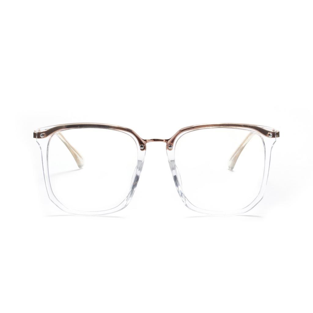 9097 Large Frame Semi-Metal Square Glasses Women, Retro Flat Mirror Trend