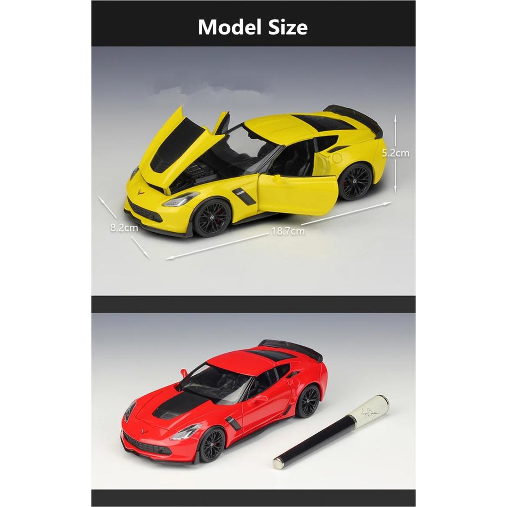 WELLY 1/24 Chevrolet Corvette Z06 2017 Alloy Sports Car Model Diecast Racing Car Model Simulation Collection Childrens Toys Gift