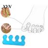 Sensitive Skin Foot Care 1 Pair Toe Separator for Overlapping Toes, 3-Hole Blue Gel Bunion Corrector, Transparent Soft SEBS Spacer Hallux Valgus,